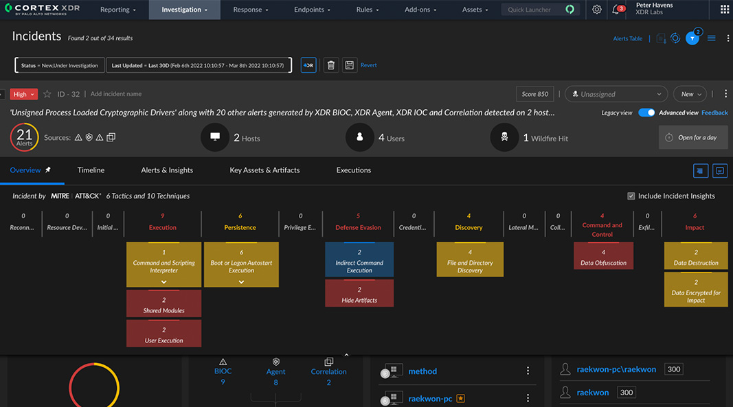 Cortex XDR stitches together multiple data sources into one UI console for fast investigation and response.