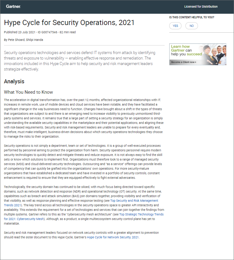 Learn why external ASM is important in the Gartner® Hype Cycle™ for Security Operations, 2021.