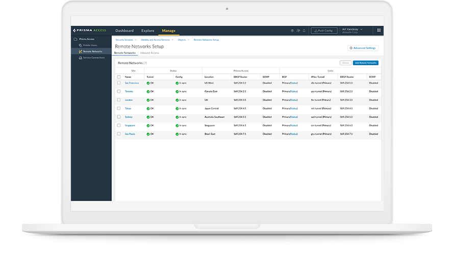 SSE 使用 ZTNA 功能為使用者提供安全的遠端存取網路資源，並監控網路行為。