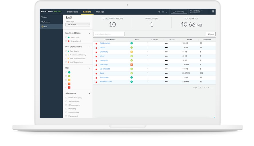 SSE 使用整合式 CASB 來發現和控制數以千計現有和新興 SaaS 應用程式的所有風險。