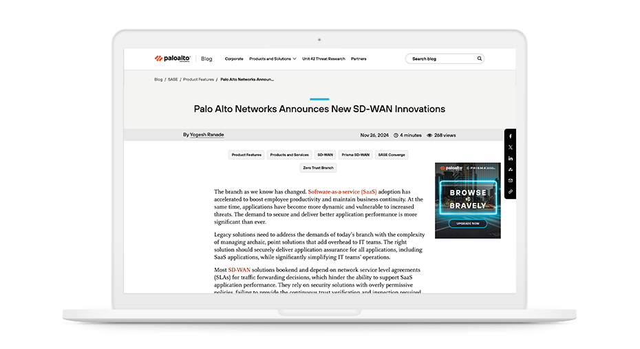 Palo Alto Networks 宣佈 SD-WAN 的全面創新