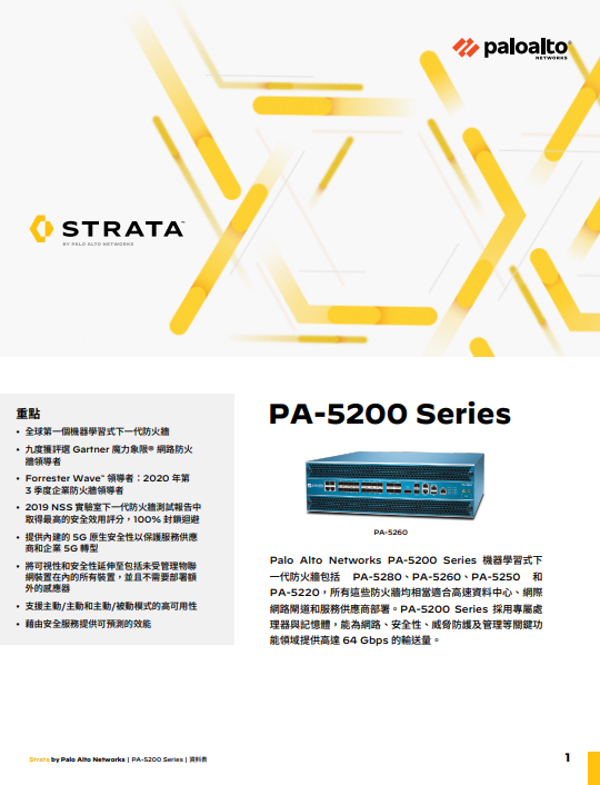 PA-5200 Series 資料表 PAN-OS 10.0