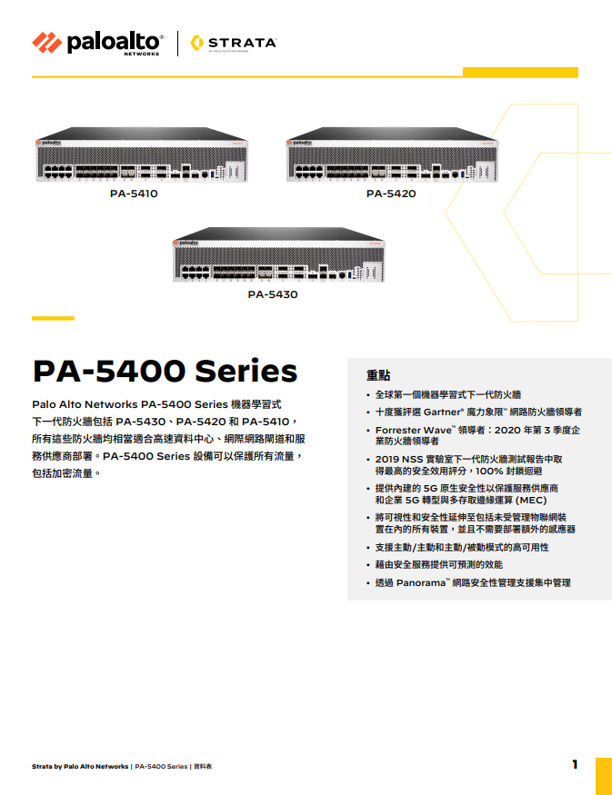 PA-5400 Series 資料表 | PAN-OS 10.2