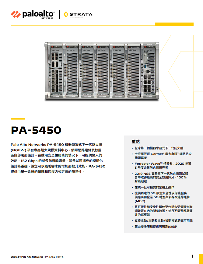 PA-5450 資料表 | PAN-OS 10.2